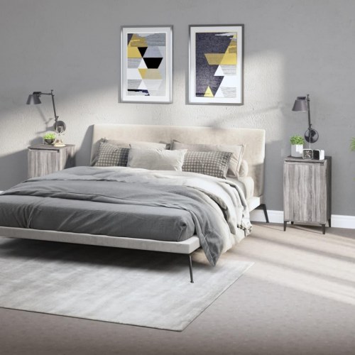 Sengeborde 2 stk. - 40 × 35 × 70 cm i konstrueret træ, grå sonoma-eg