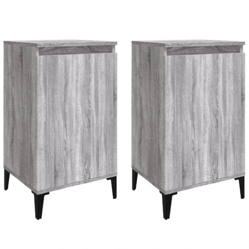 Sengeborde 2 stk. - 40 × 35 × 70 cm i konstrueret træ, grå sonoma-eg