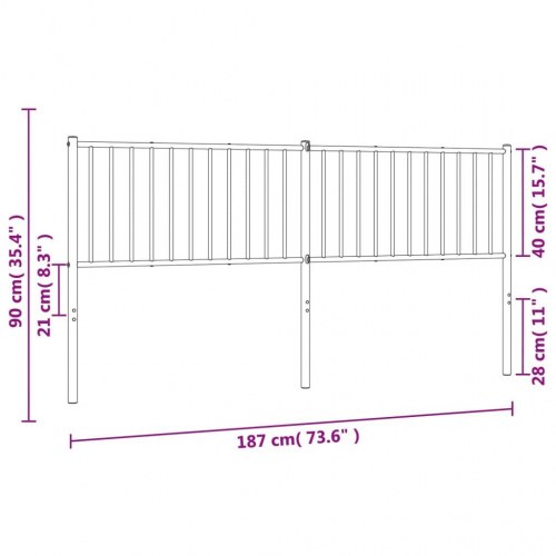 Sengegavl 180 cm metal hvid