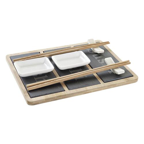 Sushi-sæt Bambus Bræt Sort Natur Orientalsk 25 x 19 x 3 cm