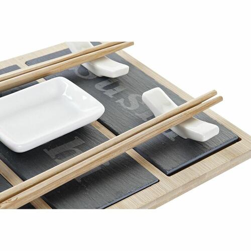 Sushi-sæt Bambus Bræt Sort Natur Orientalsk 25 x 19 x 3 cm