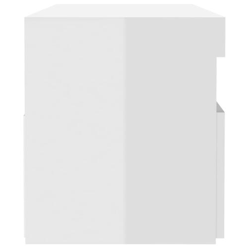 Sengebord med LED-lys 2 stk. 60x35x40 cm hvid højglans