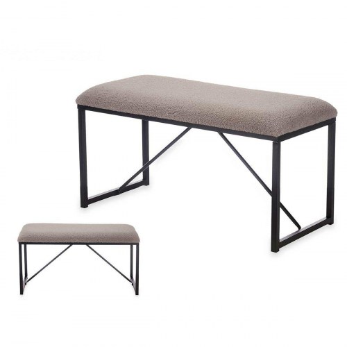 Bænk - brun, metal og klæde, 81 × 42 × 38 cm