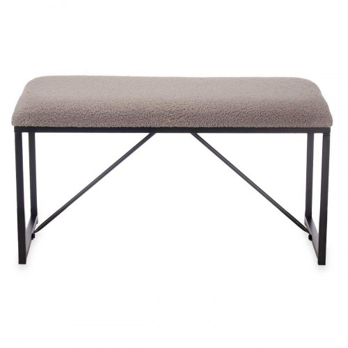 Bænk - brun, metal og klæde, 81 × 42 × 38 cm