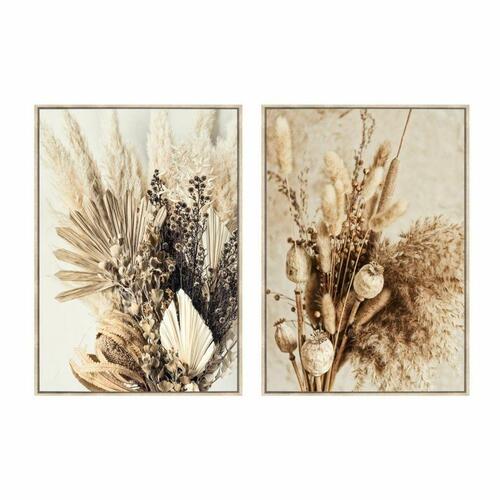 Maleri Blomst 80 x 4 x 120 cm Skandinavisk (2 enheder)