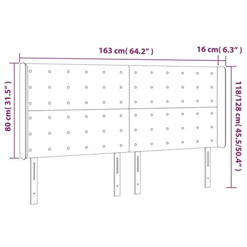 Sengegavl med kanter 163x16x118/128 cm kunstlæder cappuccino