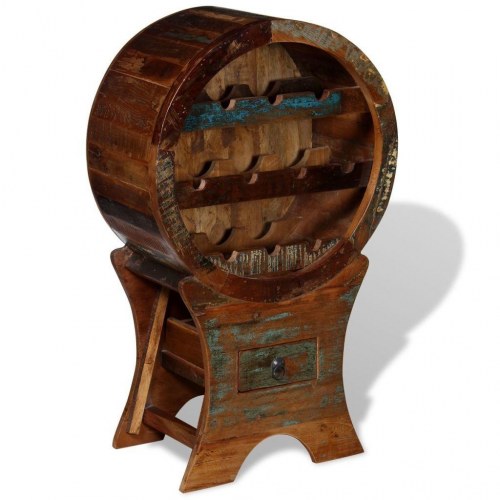 Vinreol til 10 flasker massivt genbrugstræ