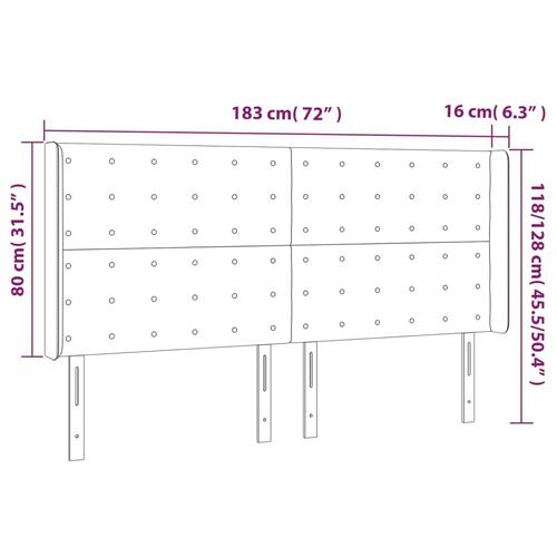 Sengegavl med kanter 183x16x118/128 cm kunstlæder hvid