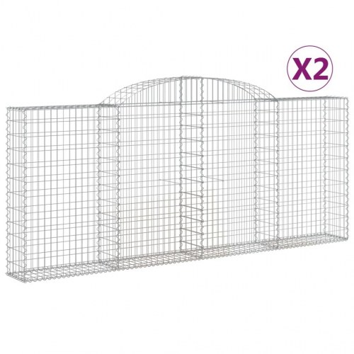 Buede gabionkurve - 2 stk. 300 × 30 × 120/140 cm i galvaniseret jern