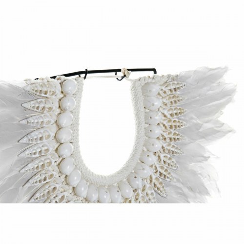 Dekorativ figur - jern, fjer og muslinger 42 × 9,5 × 44 cm (Sort/Beige)