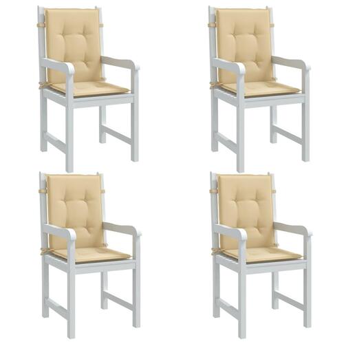 Stolehynder med lav ryg 4 stk. 100x50x4 cm stof beige