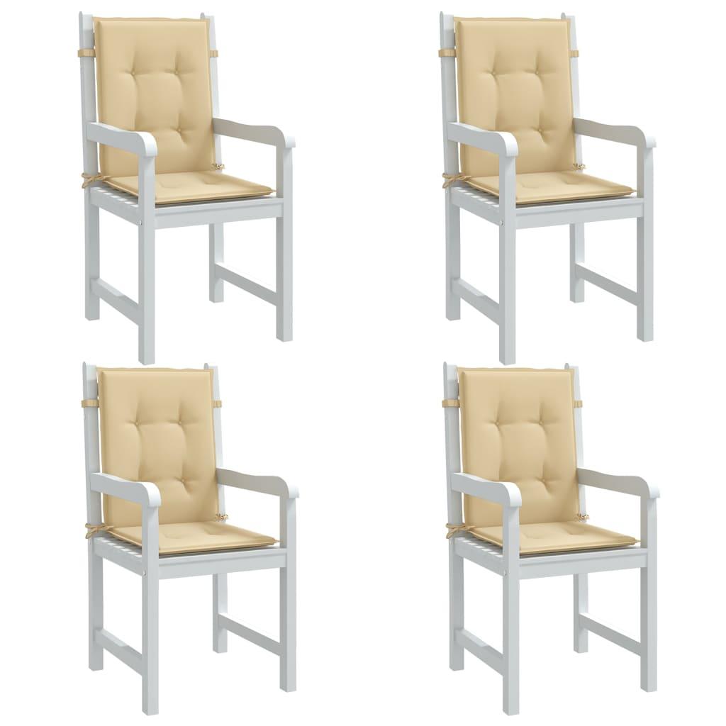 Stolehynder med lav ryg 4 stk. 100x50x4 cm stof beige