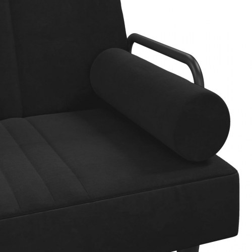 Sovesofa med armlæn velour sort
