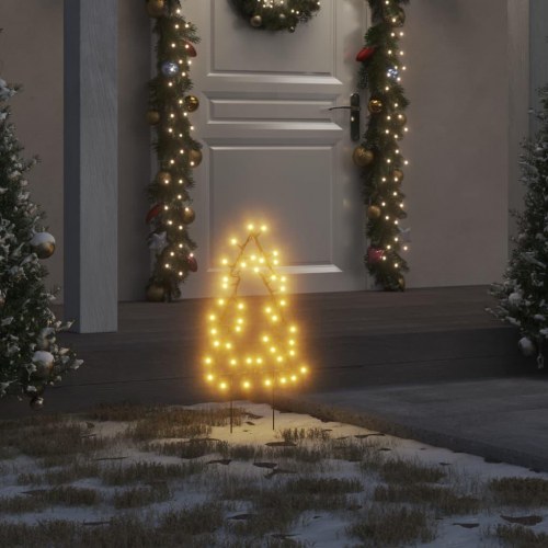 Juledekoration med jordspyd - juletræsform, 3 stk., 50 LED, 30 cm