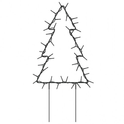 Juledekoration med jordspyd - juletræsform, 3 stk., 50 LED, 30 cm