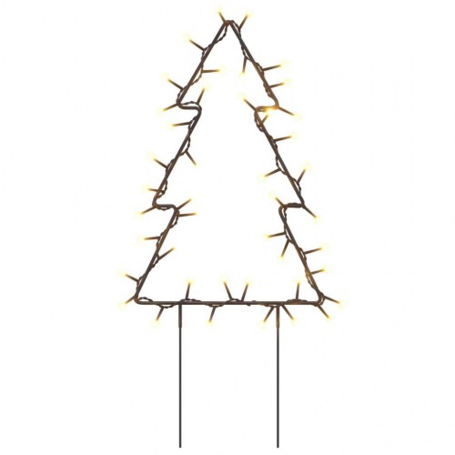 Juledekoration med jordspyd - juletræsform, 3 stk., 50 LED, 30 cm