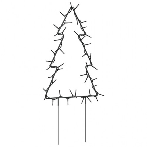 Juledekoration med jordspyd - juletræsform, 3 stk., 50 LED, 30 cm