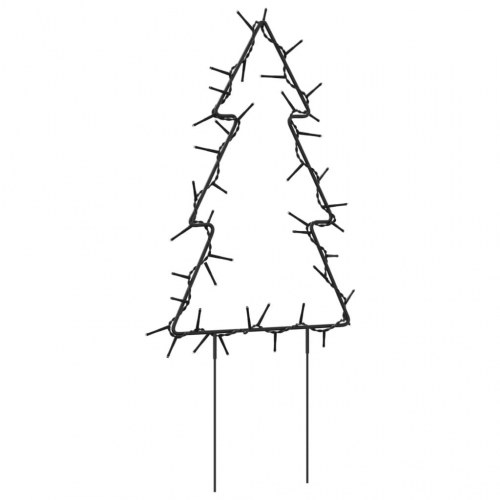 Juledekoration med jordspyd - juletræsform, 3 stk., 50 LED, 30 cm