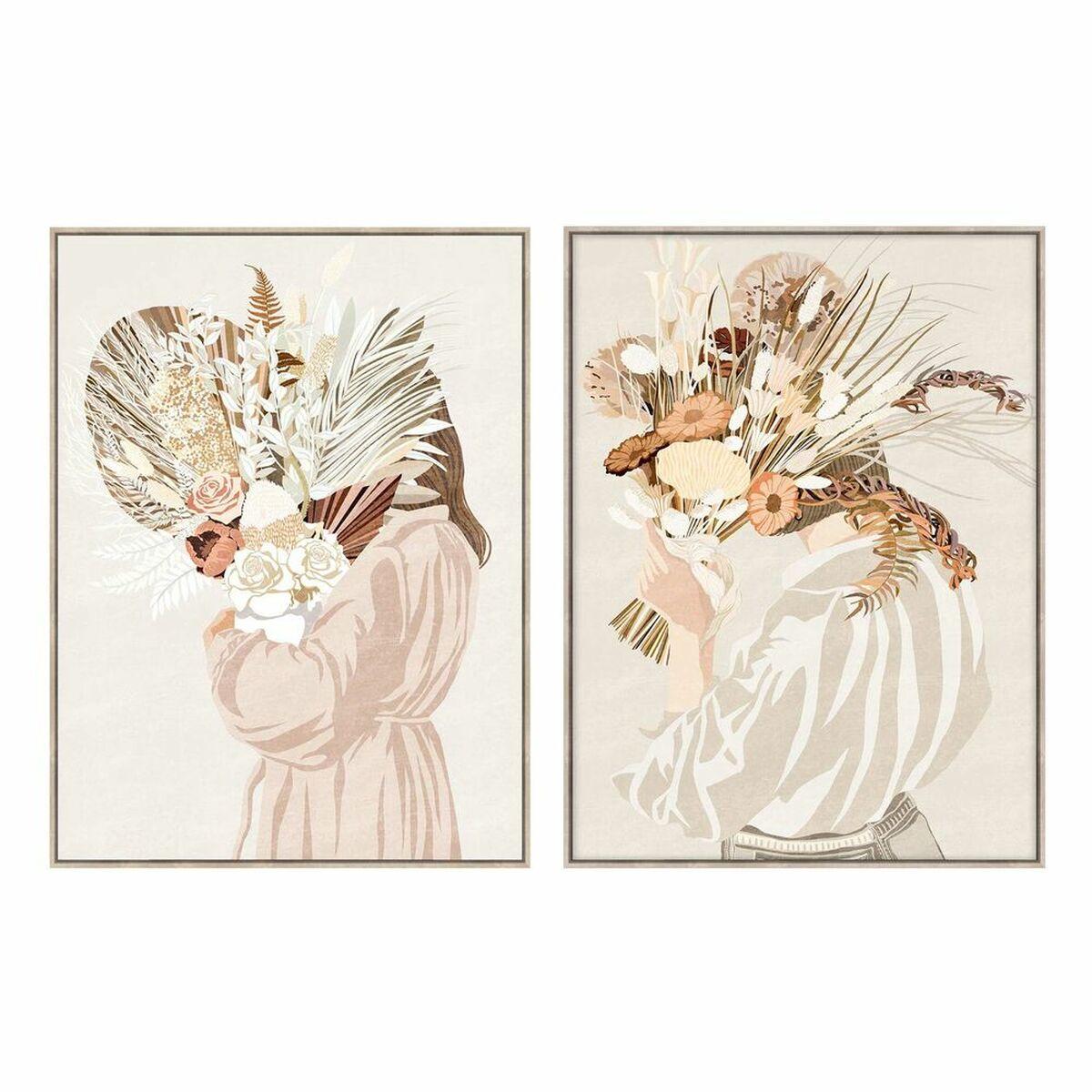 Lærredsmaleri - polystyrenramme, 90 × 4 × 120 cm, beige