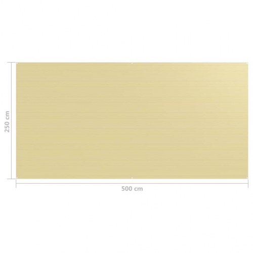 Telttæppe 250 × 500 cm - beige HDPE, med hjørneøjer