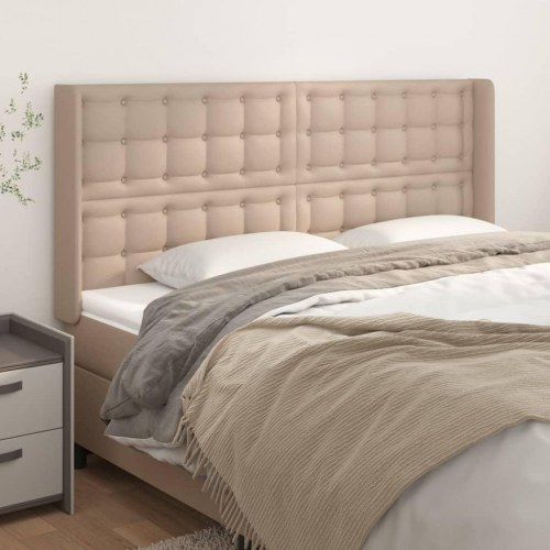 Sengegavl med kanter 183 x 16 x 118/128 cm - cappuccino