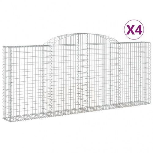 Buede gabionkurve - 4 stk. 300×30×120/140 cm i galvaniseret jern