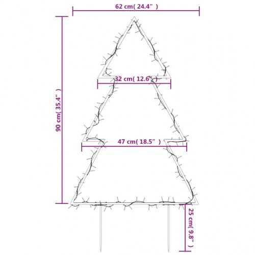 Juledekoration med jordspyd i juletræsform - 115 LED, 90 cm