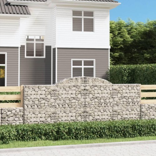 Buede gabionkurve - 6 stk. 300×30×120/140 cm i galvaniseret jern