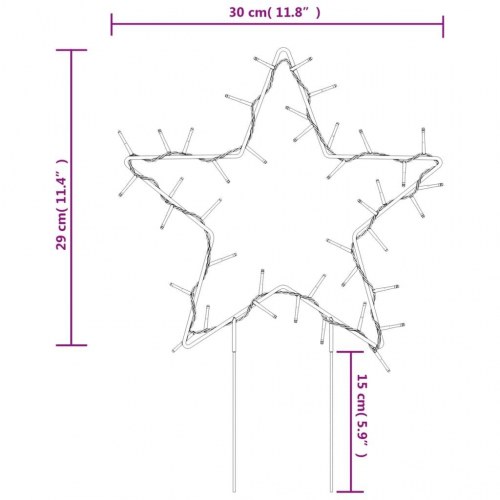 Julestjerner med jordspyd - 3 stk., 50 LED, 29 cm, varm hvid