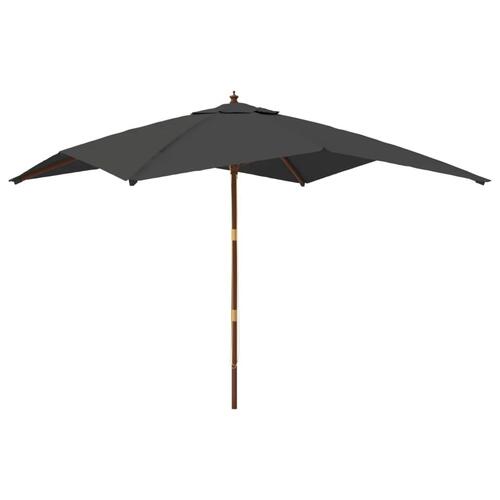 Haveparasol med træstang 300x300x273 cm antracitgrå