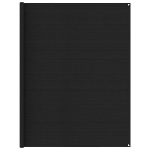 Telttæppe 250 × 450 cm - sort HDPE camping- og terrassetæppe