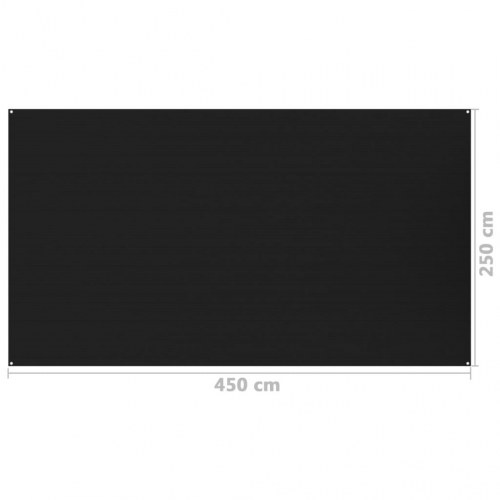 Telttæppe 250 × 450 cm - sort HDPE camping- og terrassetæppe