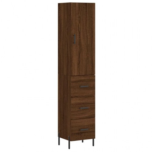 Skab 34,5x34x180 cm konstrueret træ brun egetræsfarve