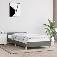 Sengeramme med sengegavl 90x190 cm stof mørkegrå