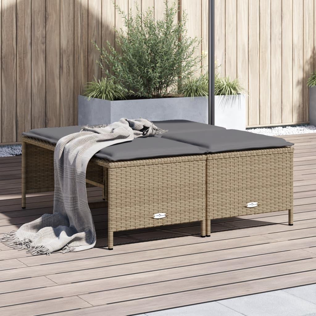 Haveskamler 4 stk. med hynder polyrattan beige billede