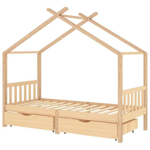 Sengeramme til børneseng med skuffer 90x200 cm massivt fyrretræ