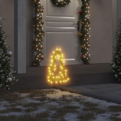 Juledekoration med jordspyd - juletræsform, 3 stk., 50 LED, 30 cm, varm hvid