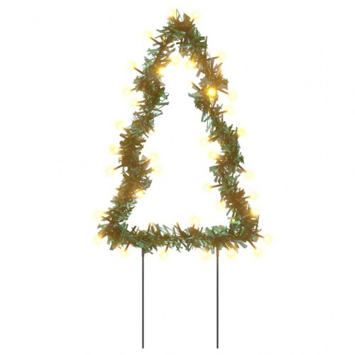 Juledekoration med jordspyd - juletræsform, 3 stk., 50 LED, 30 cm, varm hvid