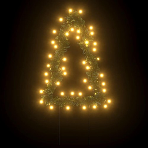 Juledekoration med jordspyd - juletræsform, 3 stk., 50 LED, 30 cm, varm hvid