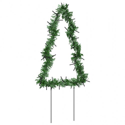 Juledekoration med jordspyd - juletræsform, 3 stk., 50 LED, 30 cm, varm hvid