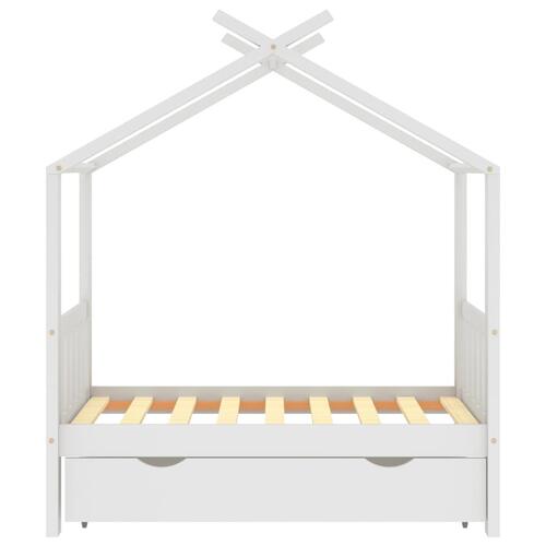Sengestel til børneseng 70x140 cm med skuffe fyrretræ hvid
