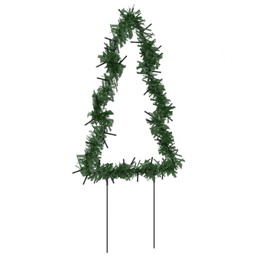 Juledekoration med jordspyd - juletræsform, 3 stk., 50 LED, 30 cm, varm hvid