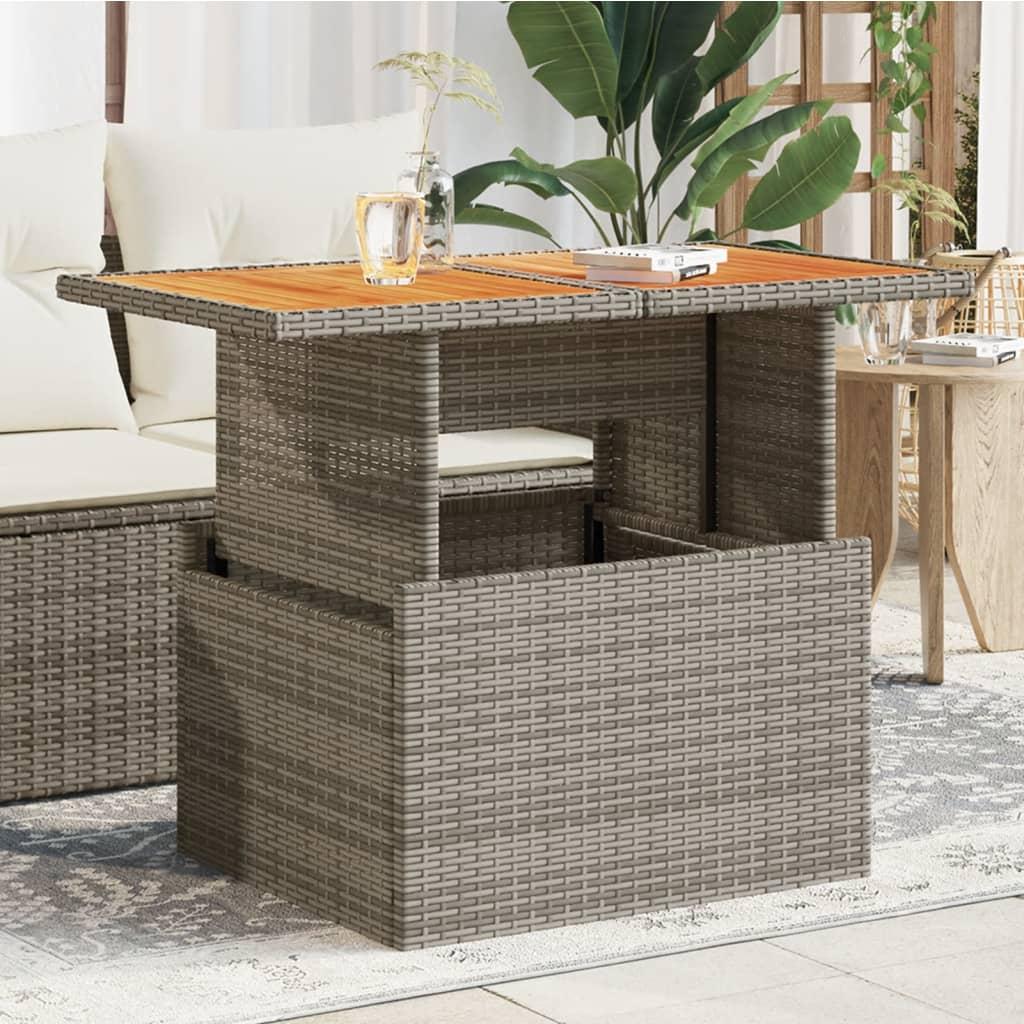 Havebord 100x55x73 Polyrattan Akacietræ Grå