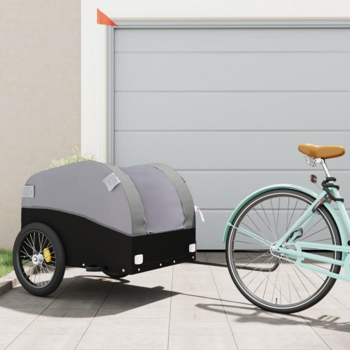 Cykelanhænger 45 kg - jern, sort og grå