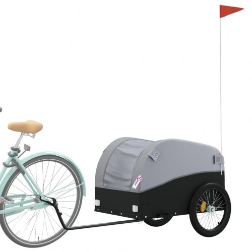 Cykelanhænger 45 kg - jern, sort og grå