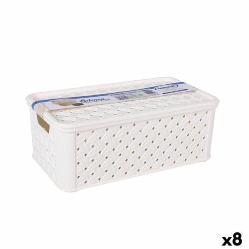 Opbevaringsboks med låg Tontarelli Arianna Plastik Hvid 4 L 29 x 16,6 x 11,2 cm (8 enheder)