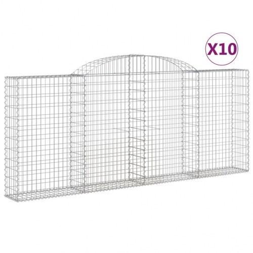 Buede gabionkurve - 10 stk. 300×30×120/140 cm i galvaniseret jern