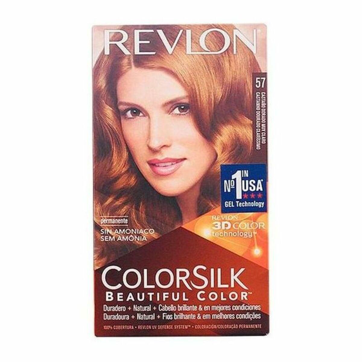 Permanente hårfarve uden ammoniak Revlon Colorsilk 57 Meget lys gylden kastanje