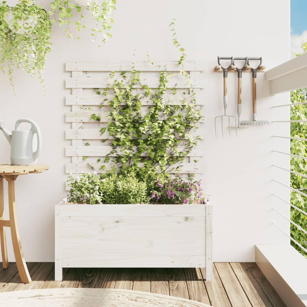 Plantekasse Med Stativ 79x39 5x114 Massivt Fyrretræ Hvid