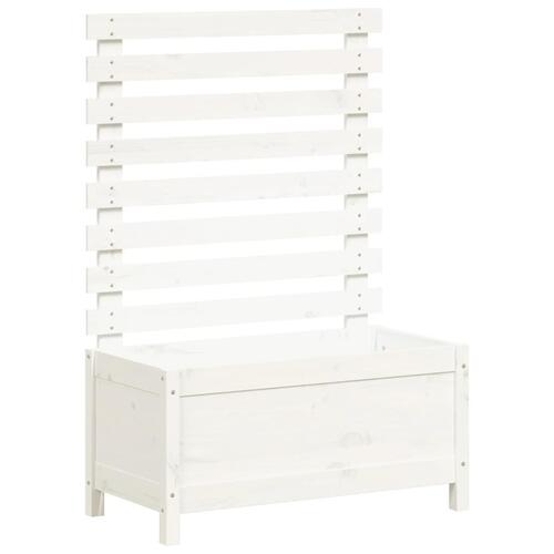 Plantekasse med stativ 79x39,5x114 cm massivt fyrretræ hvid